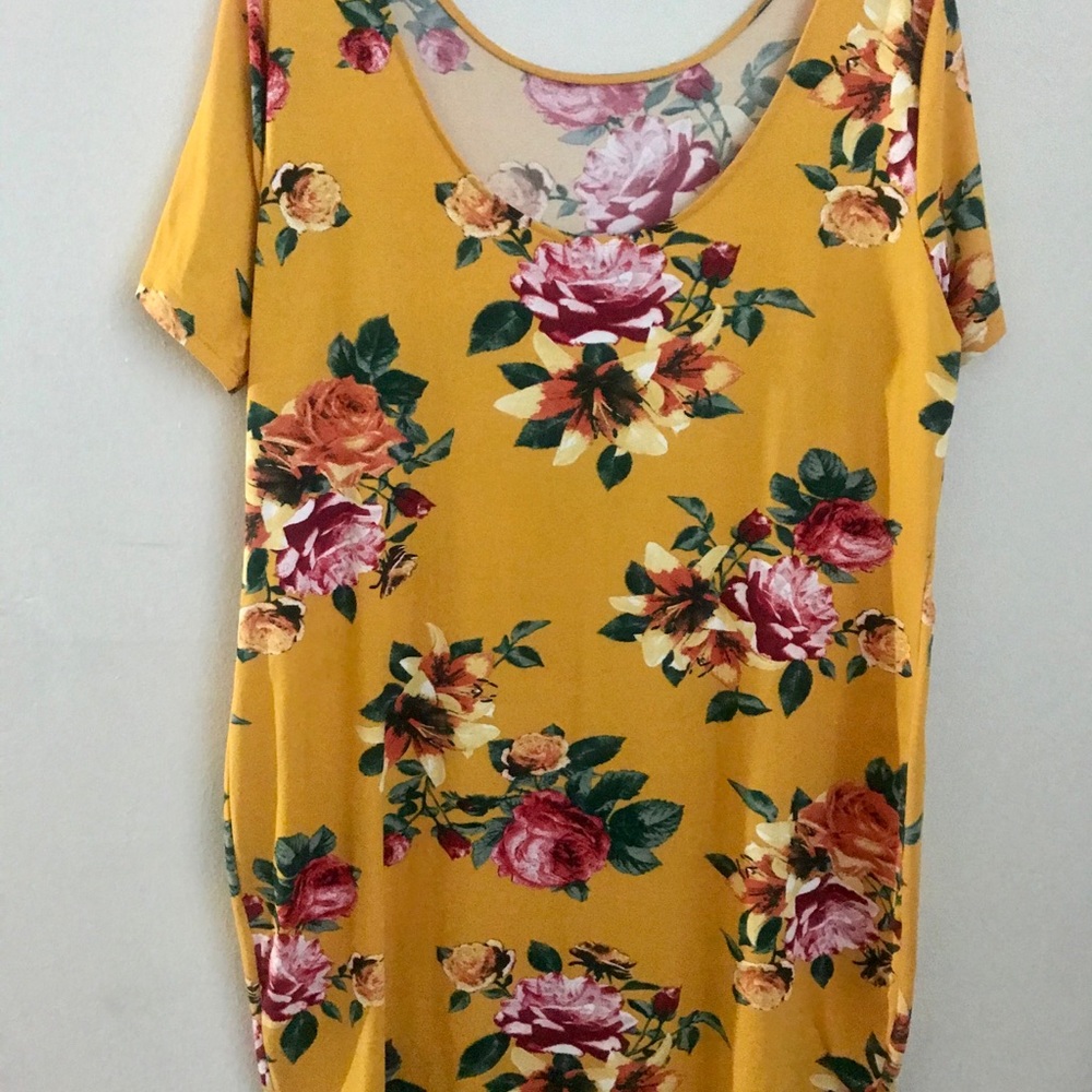 Fashion Nova Plus Mustard Floral Bodycon Dress
